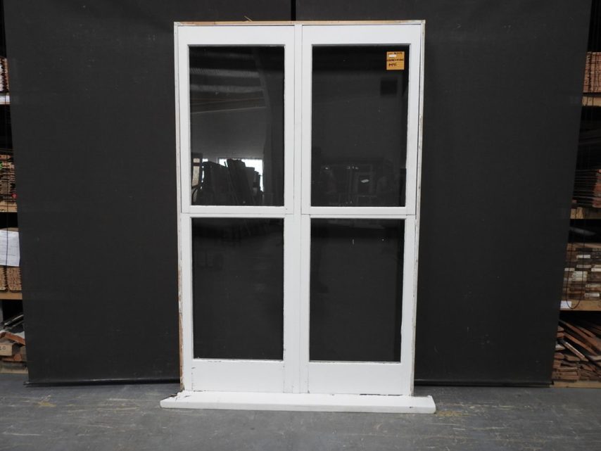 Wooden Double Awning Window With Fixed Pane Bottom Lights