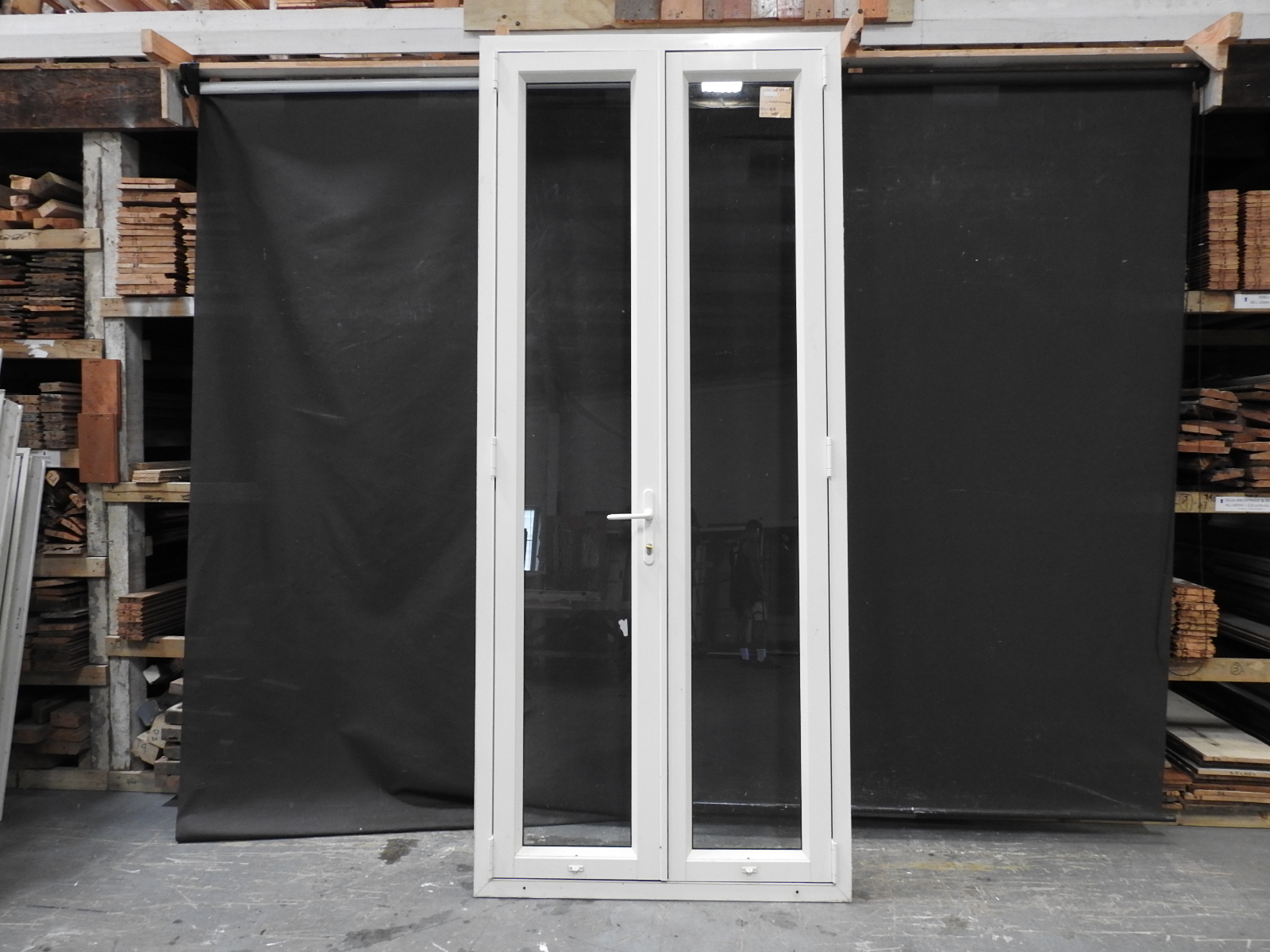 Tall Skinny Off White Bone Aluminium French Doors With Key H2400mmxw1000mm Nl4603