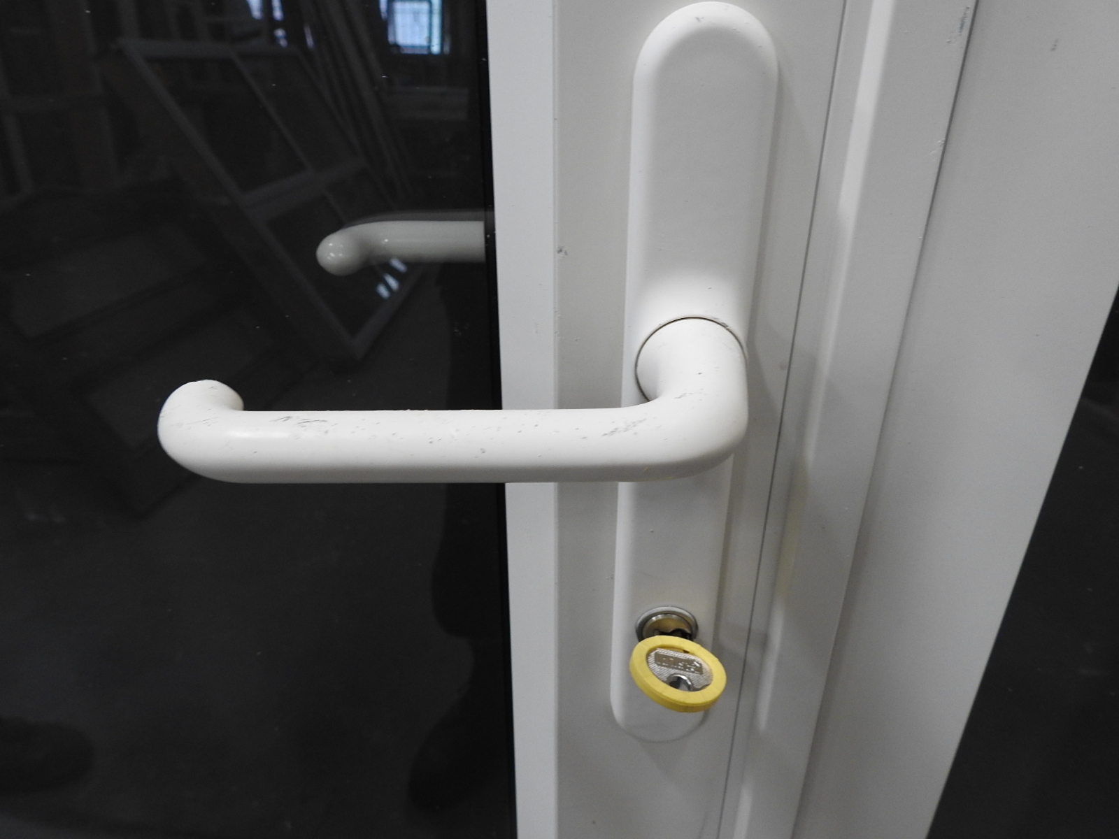 Tall Skinny Off White Bone Aluminium French Doors With Key