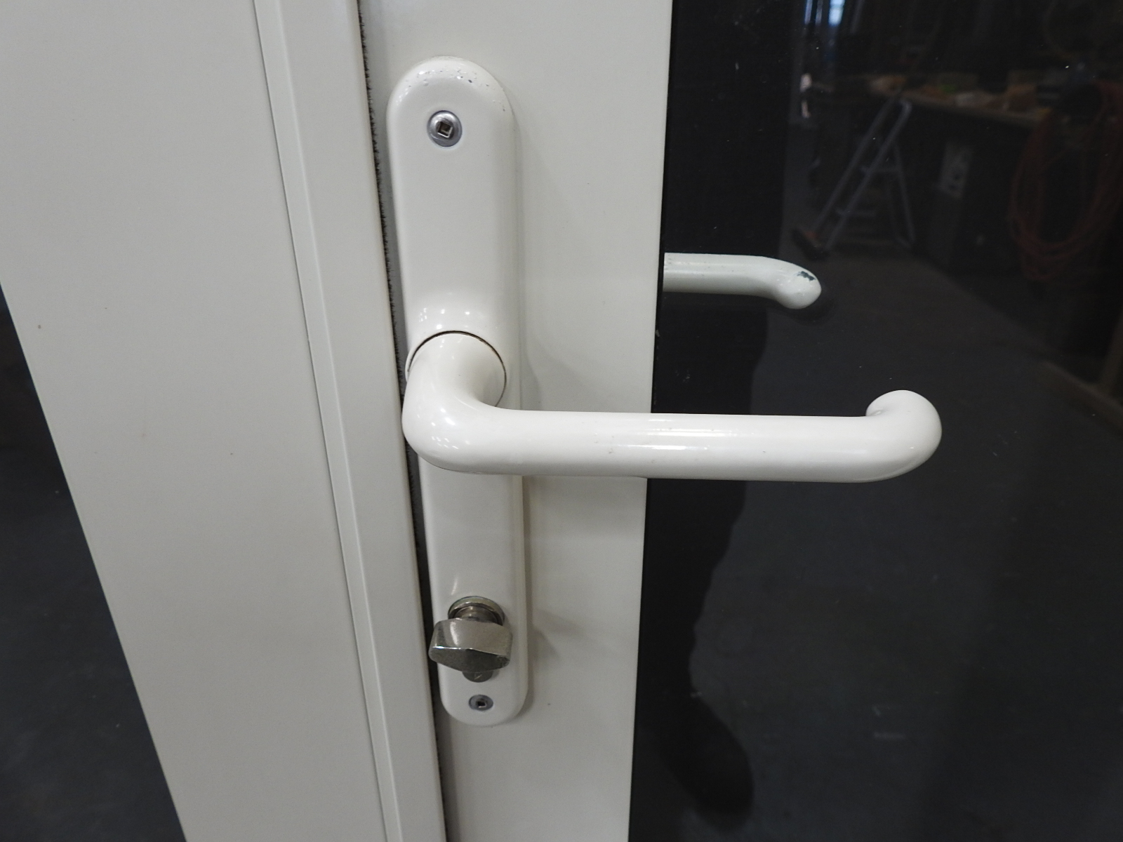 Tall Skinny Off White Bone Aluminium French Doors With Key