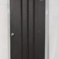 french grey aluminium frame cedar door entry - opens in from left