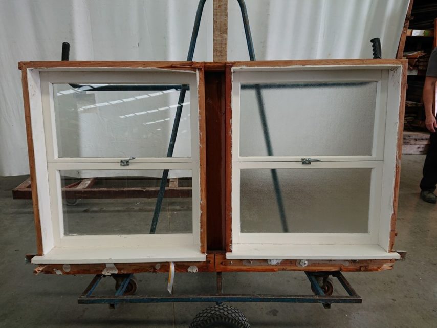 Wooden twin split awning window