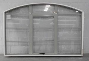 French Grey Aluminium Arched Single Awning Window H1200mmxW1800mm