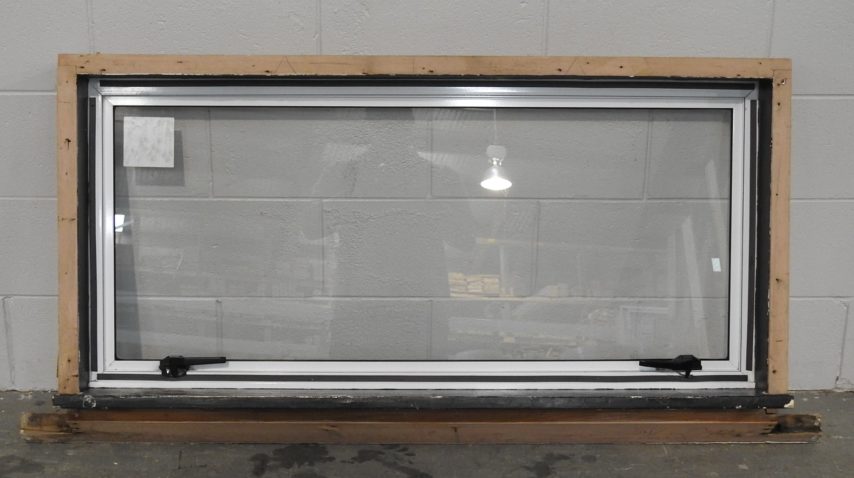 White Aluminium awning landscape window in timber frame