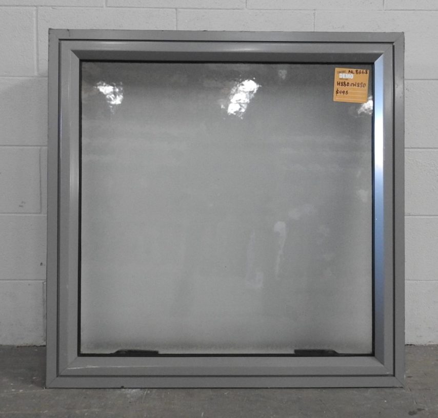 Grey Aluminium single awning window - obscure glass