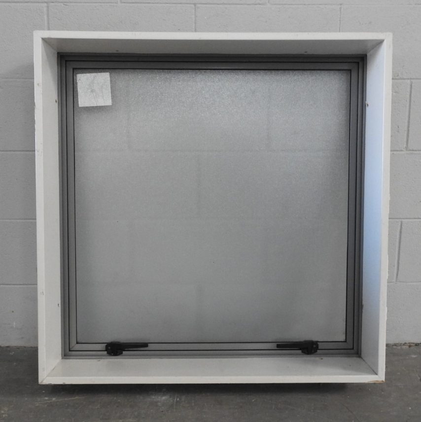 Grey Aluminium single awning window - obscure glass