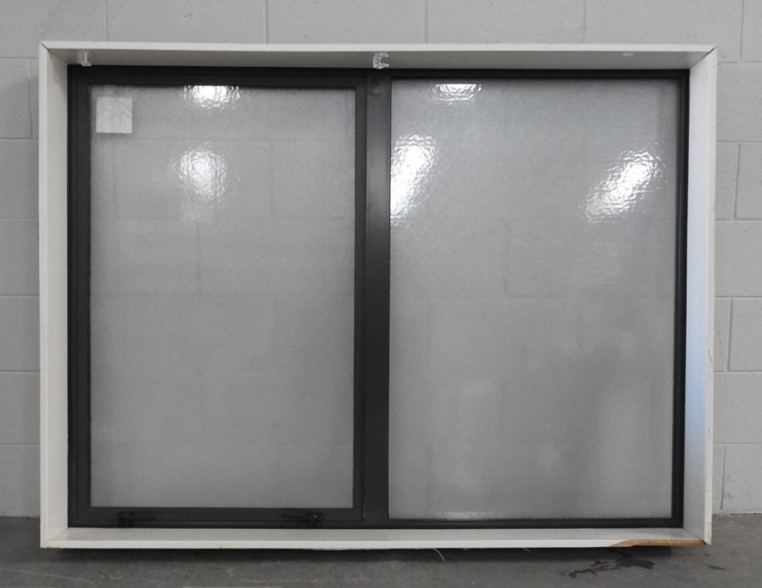 Grey Aluminium double glazed awning window - obscure glass