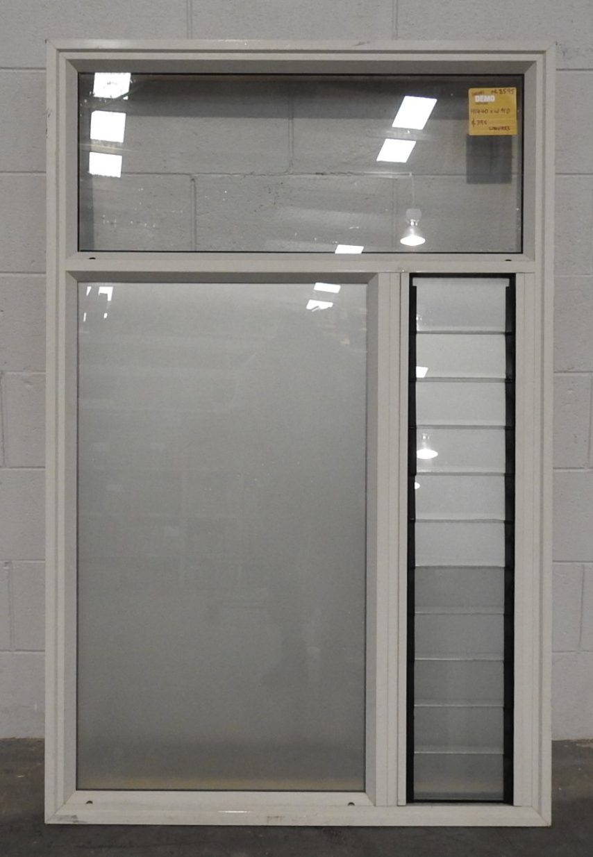 Off white Aluminium louvre window with toplight