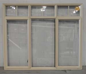 Almond Aluminium casement window with toplight