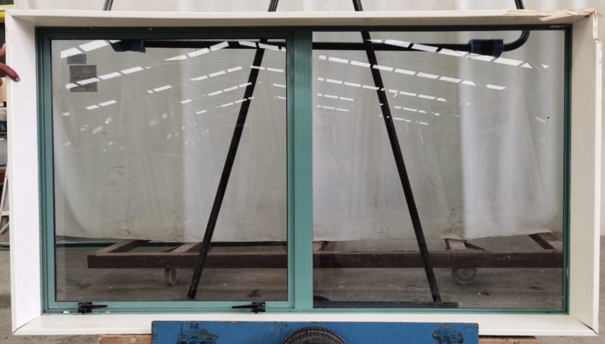 Teal aluminium single awning window