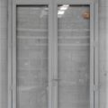 tall Silver pearl Aluminium French doors with awning window toplight