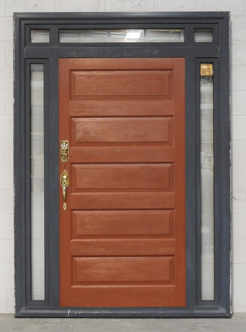Denim blue Aluminium smartwood double glazed entry door