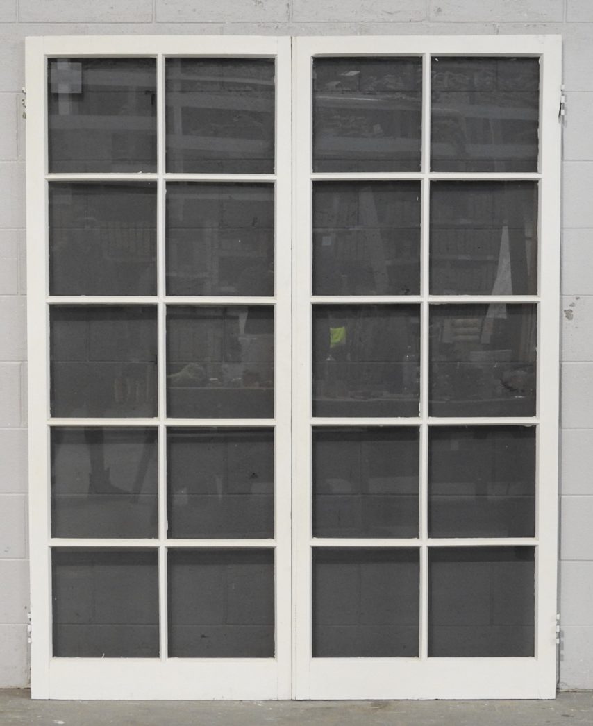 Wooden French 10 light doors with tinted glass - unhung