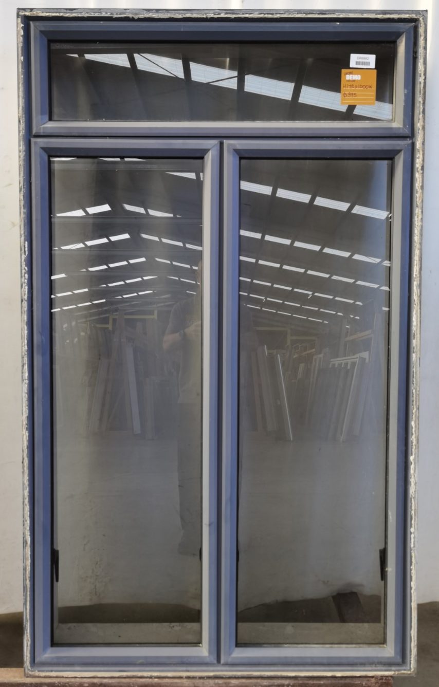 Denim blue aluminium twin awning window