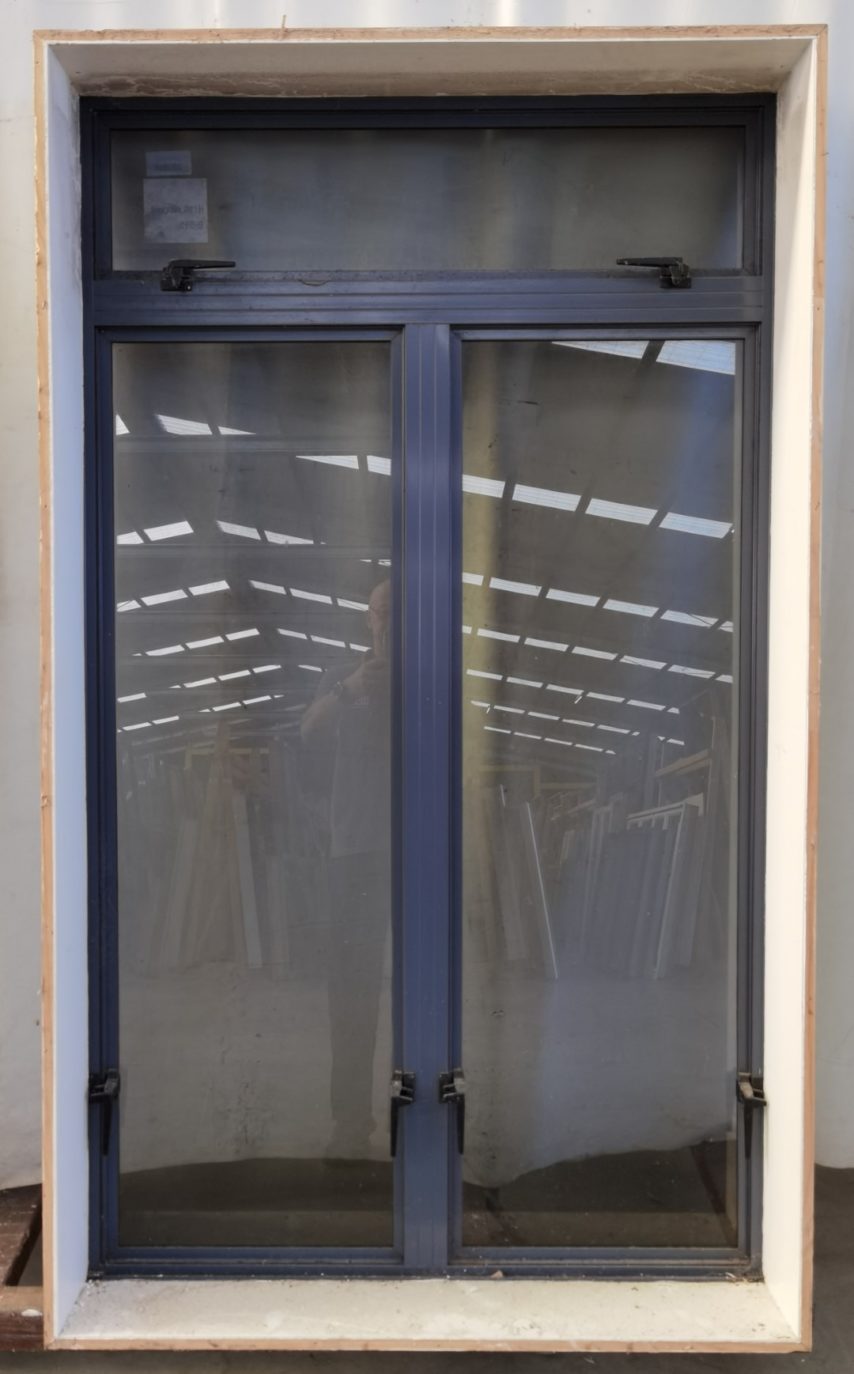 Denim blue aluminium twin awning window