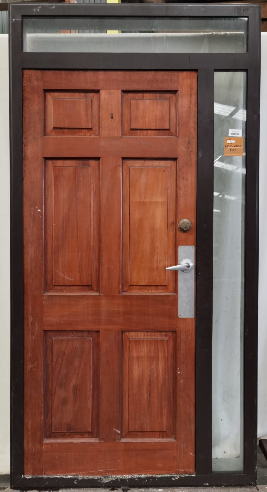 Lignite aluminium framed timber door