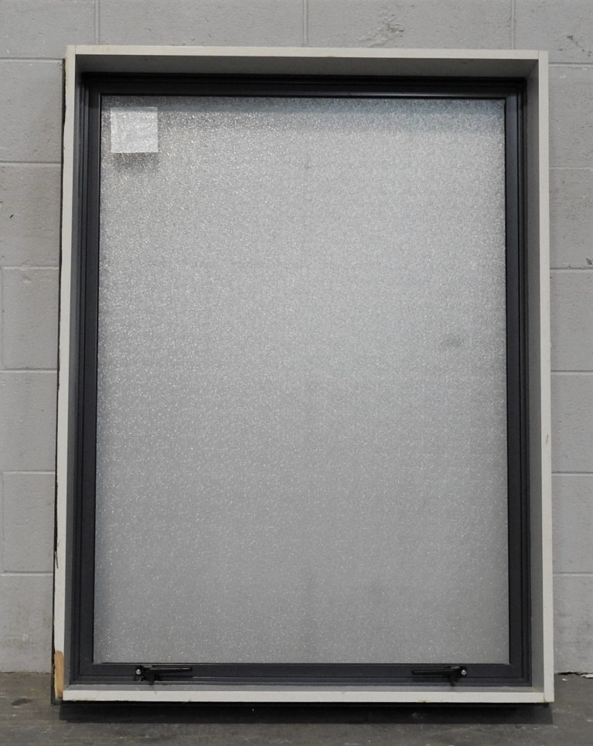 Denim Blue Aluminium Awning Window with Obscure Safety Glass
