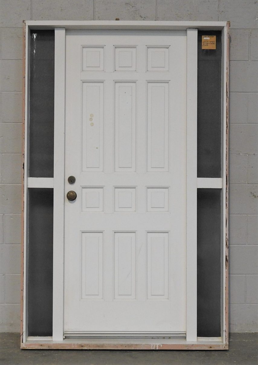 Wooden Entrance Door with Obscure Glass Sidelights