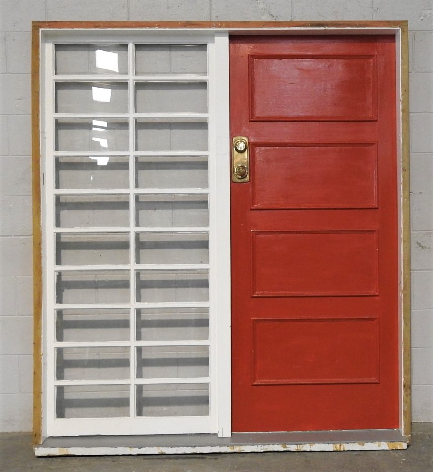 Wooden 4 Panel Entrance Door with 20 Light Sidelight