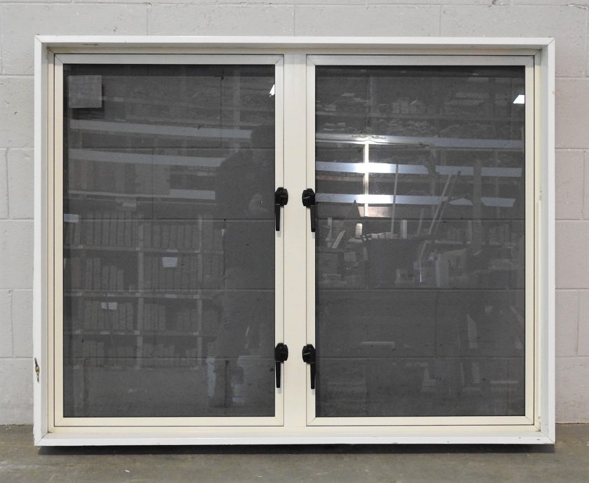 Off White Aluminium Casement Window With Tinted Glass