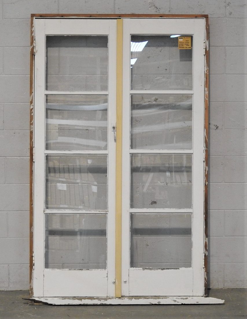 Wooden 4 Light French Doors Hung in Frame/Jamb