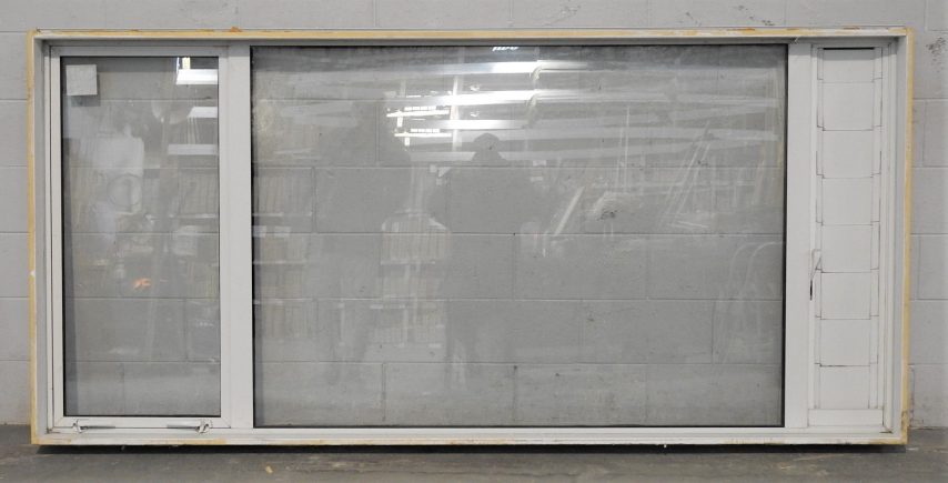Off White Aluminium Awning Window with Louvre - Double Glazed