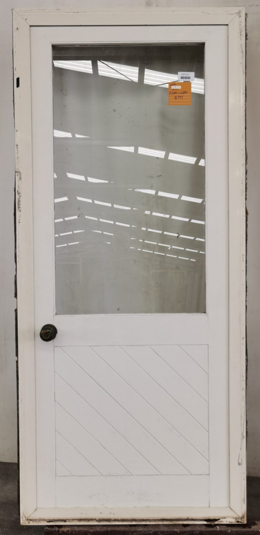 Off white aluminium framed timber door