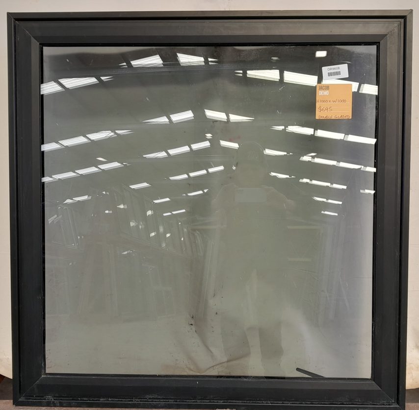 Black double glazed aluminium single awning window