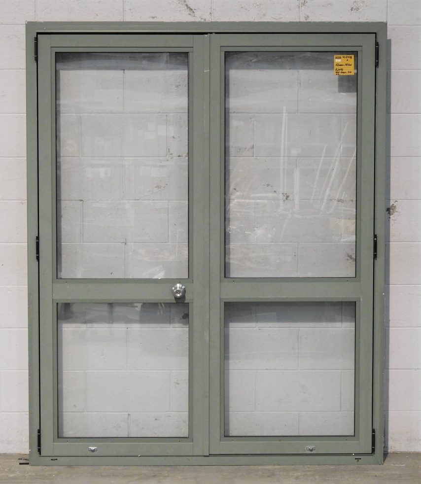 Mist Green Aluminium French Doors - Double Glazed