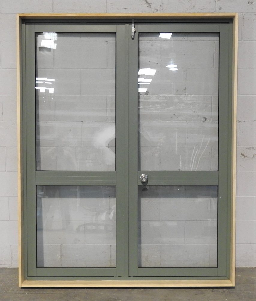 Mist Green Aluminium French Doors - Double Glazed