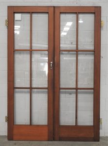 Wooden French 6 light Doors - unhung, unpainted