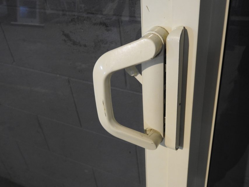 Off White Aluminium Sliding Door w Laminated Safety Glass