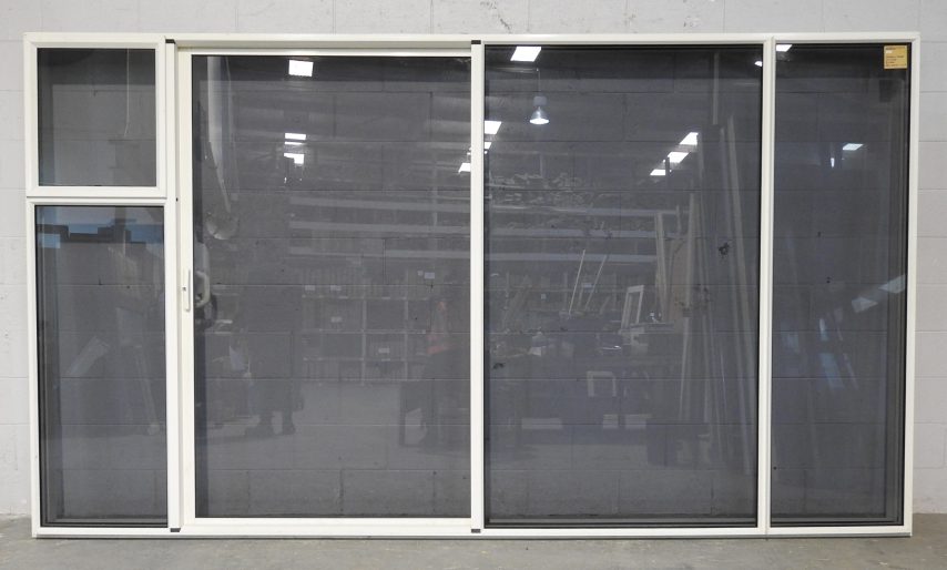 Off White Aluminium Sliding Door with Laminated Safety Glass