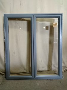 Grey aluminium double casement window