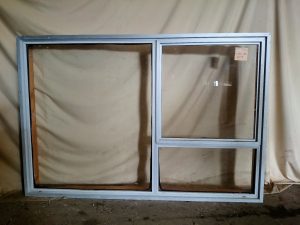 silver aluminium awning window