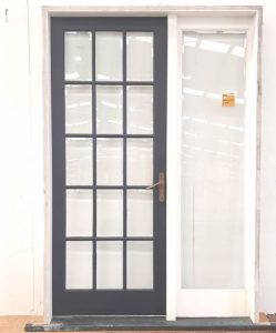 Wooden colonial entrance door with sidelight