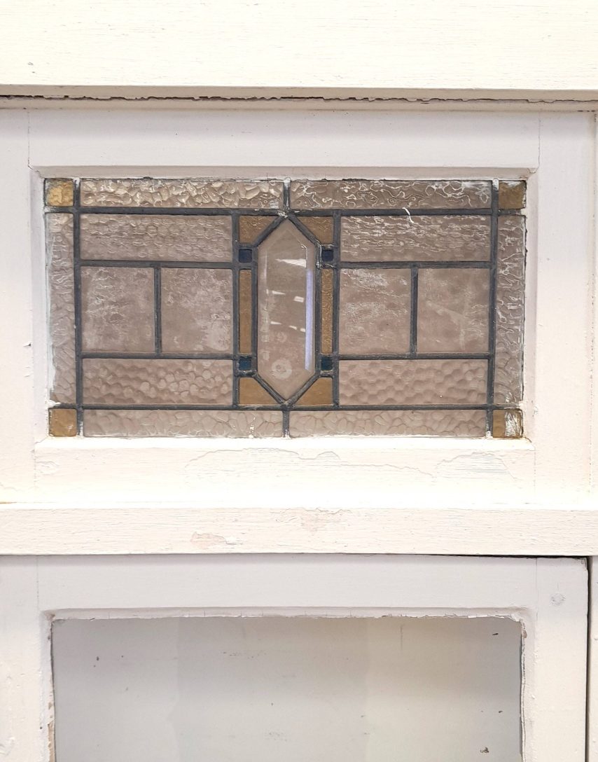 Wooden casement window with leadlight toplight