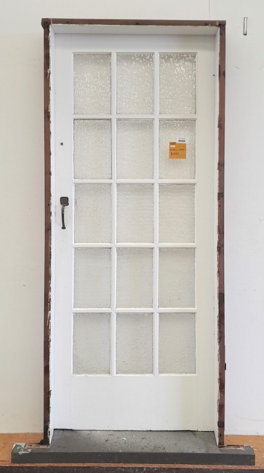 Wooden 15 Light Bungalow Entry Door ? Hung in Frame/Jamb with Sill