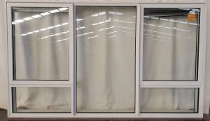 White aluminium double glazed twin awning window
