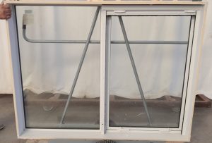 White aluminium double glazed single awning window