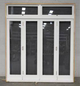 Wooden Bi-Fold Doors With Awning Window Toplight