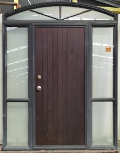Slate blue aluminium cedar door