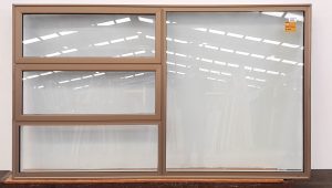 Bronze aluminium dopuble glazed twin awning window