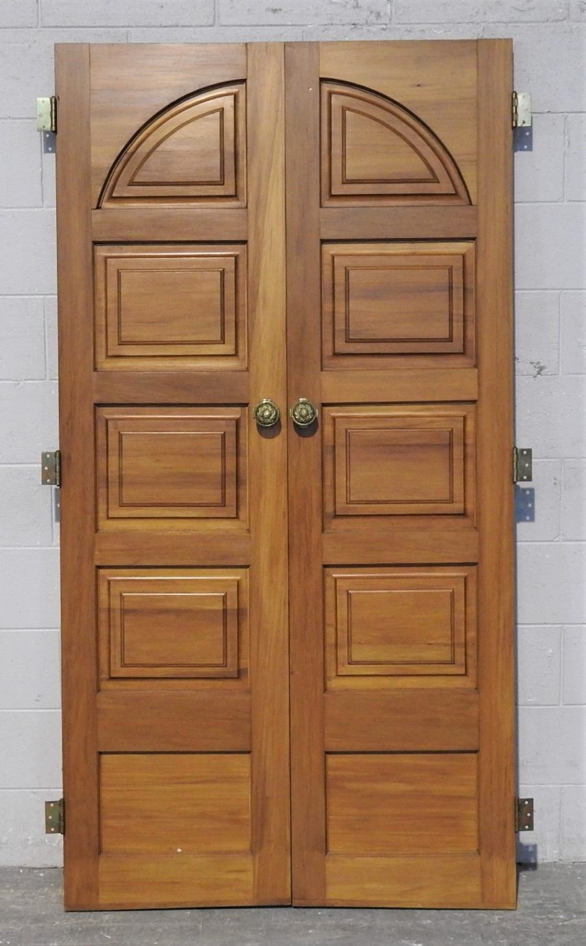 Pair of Wooden (Rimu) Interior 5 Panel Doors - Unhung Unpainted