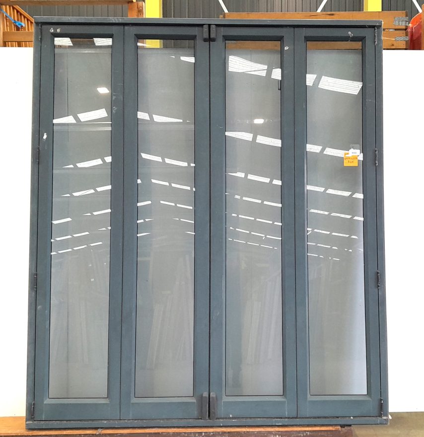 Slate blue aluminium four leaf bi-fold door