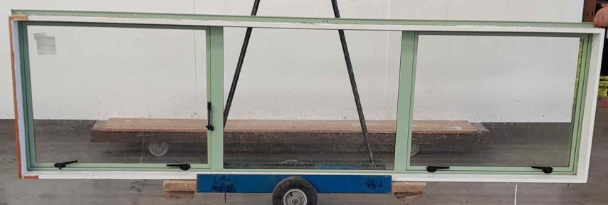 Mint green aluminium twin awning window