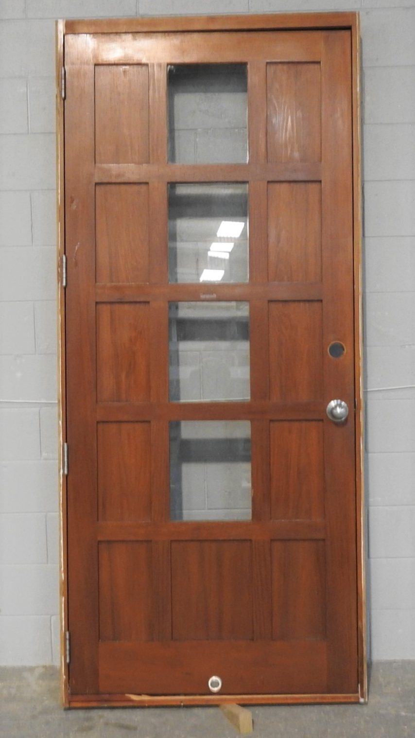 Large Wooden (Cedar) Exterior 4 Light Door in Frame