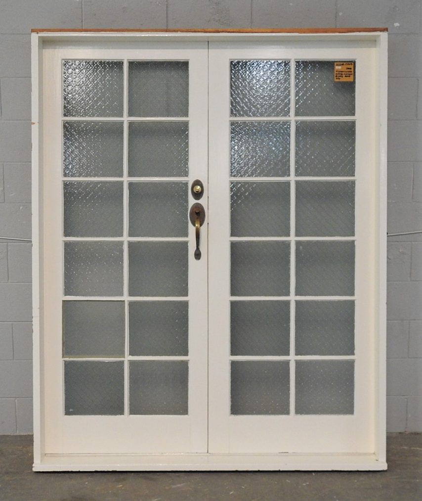 Colonial Style Wooden Double Entrance Doors in Frame