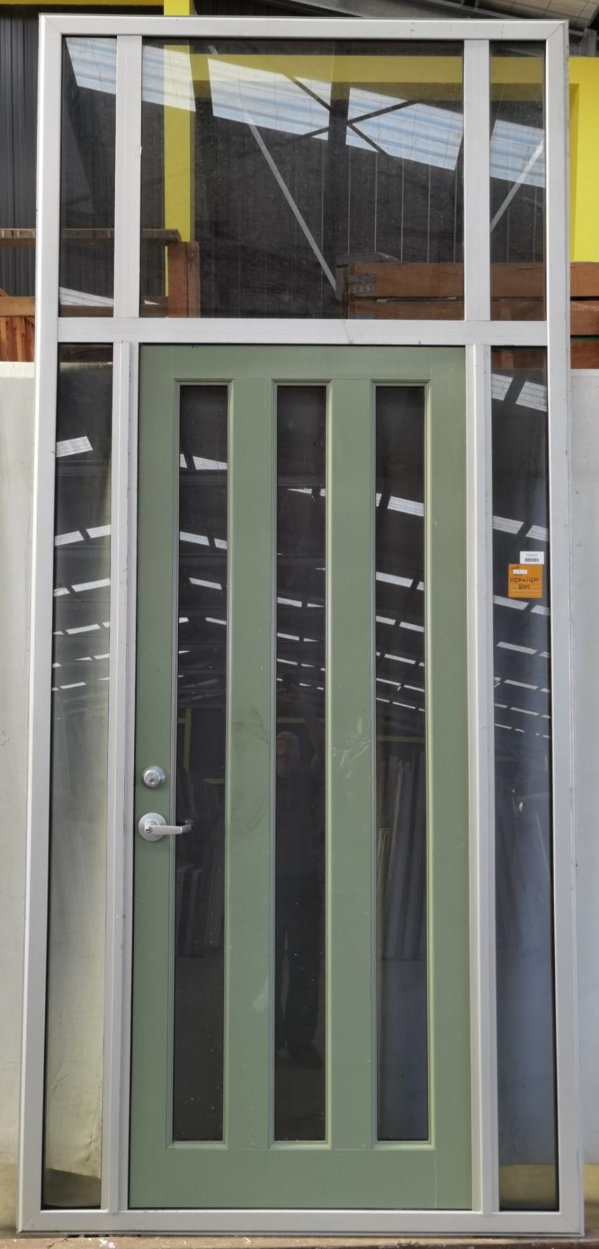 Mist green aluminium door
