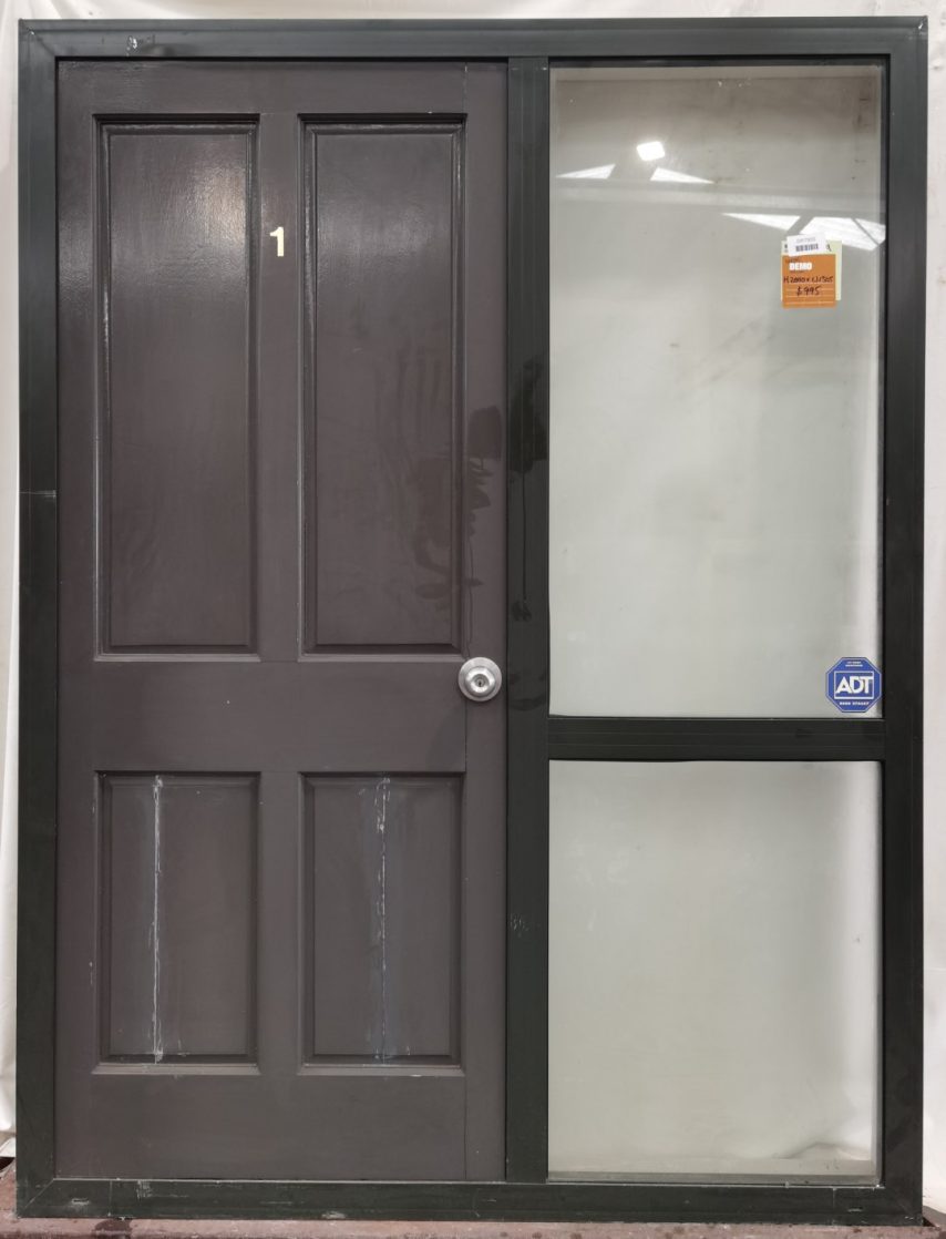 Karaka green aluminium framed timber door